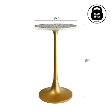 Nysha 25" Modern Bohemian Metal/Resin Inlay Top End Table